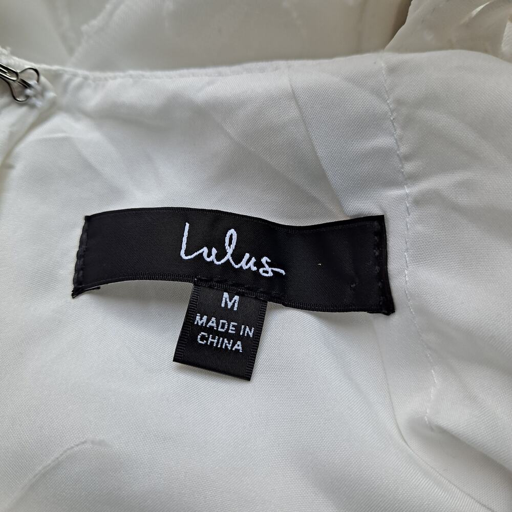 Lulus Flirtatious Nature Dress Floral Jacquard Lace-Up Midi White Women's Size M - Picture 12 of 13